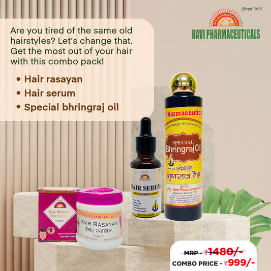 Hair Rasayan, Hair Serum & Special Bhringraj Oil Combo Pack